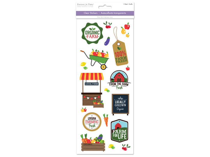 Paper Craft Sticker:  Classic Themes 'Clear' Photo Safe Farm To Table, 5in x 12in