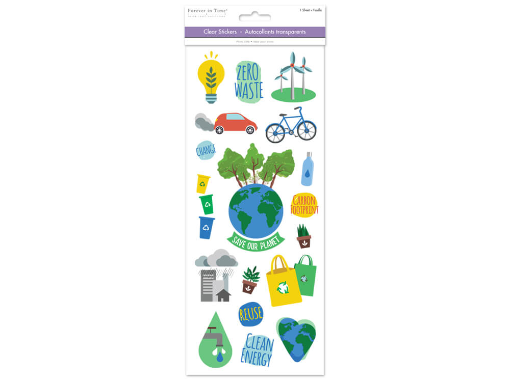 Paper Craft Sticker:  Classic Themes 'Clear' Photo Safe Climate Change, 5in x 12in