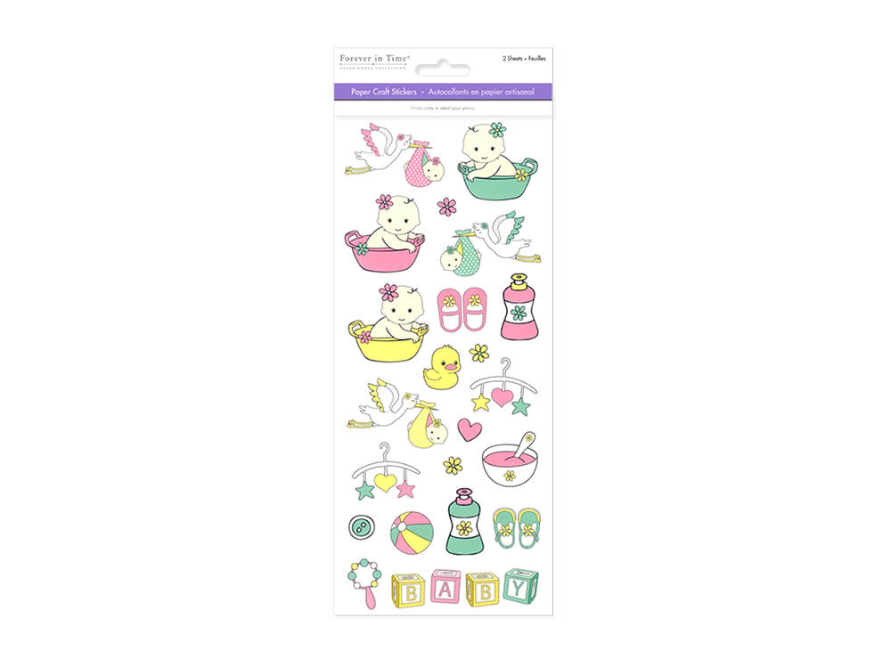 Paper Craft Sticker:  2-Sticker Themed Set  Baby Girl, 5in x 12in