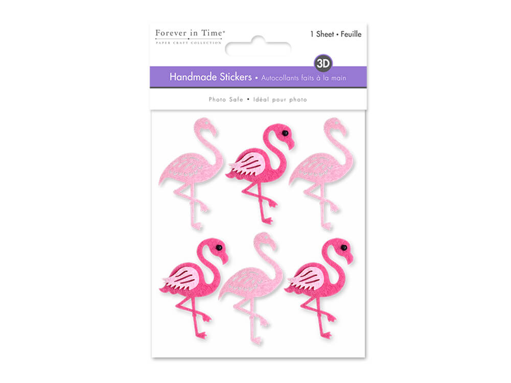 Handmade Sticker: 3D Themed Flamingo, 9.5cm x 11.5cm