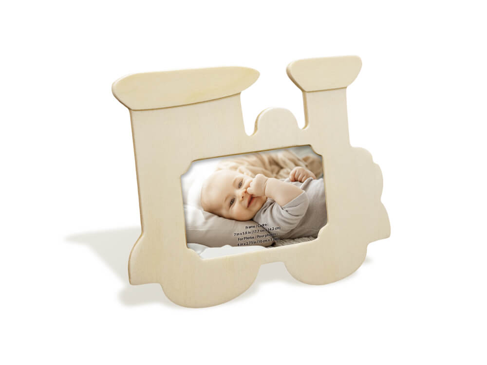 Wood Craft:  DIY Photo Frame w/Dowel Stand  Train, 7in