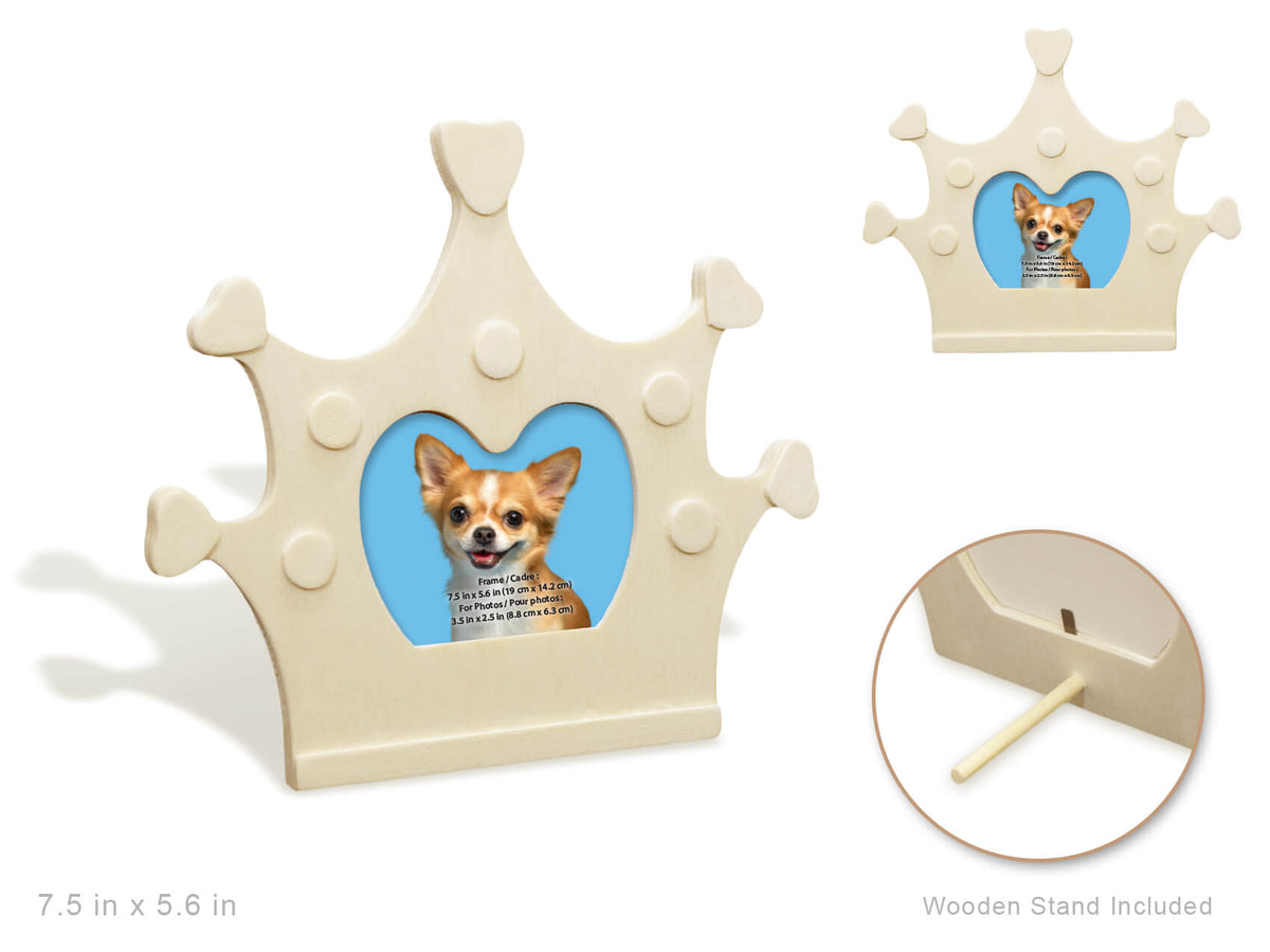 Wood Craft:  DIY Photo Frame w/Dowel Stand  Crown, 7in