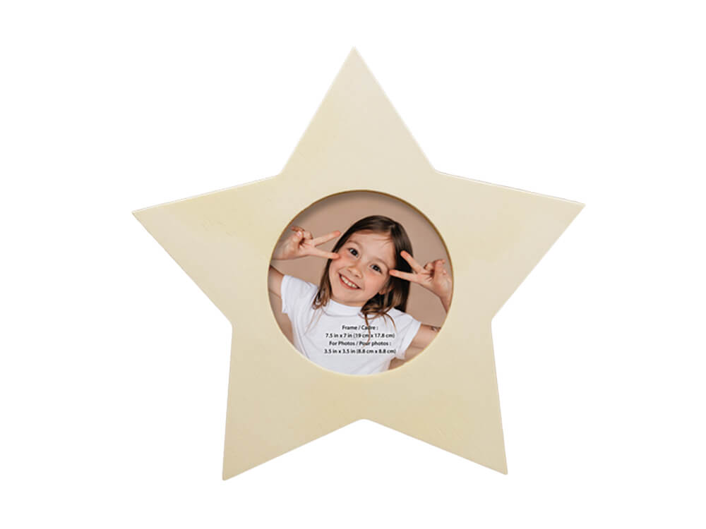 Wood Craft:  DIY Photo Frame w/Dowel Stand  Star, 7in