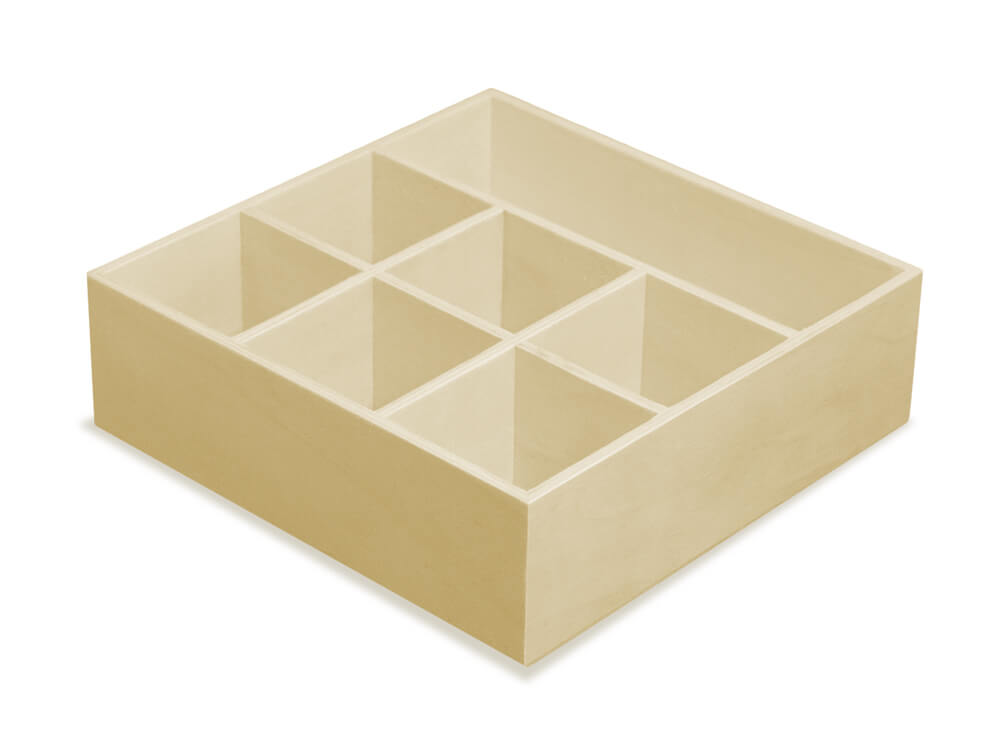 Wood Craft:  Desk Caddy 7-Compartment, 7.9 x 7.9 x 2.4in