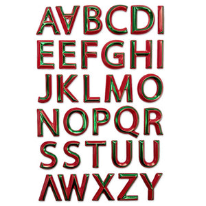 Holiday Stickers: 3D Alpha RED-WHITE-GREEN, 5.7in x 9.8in