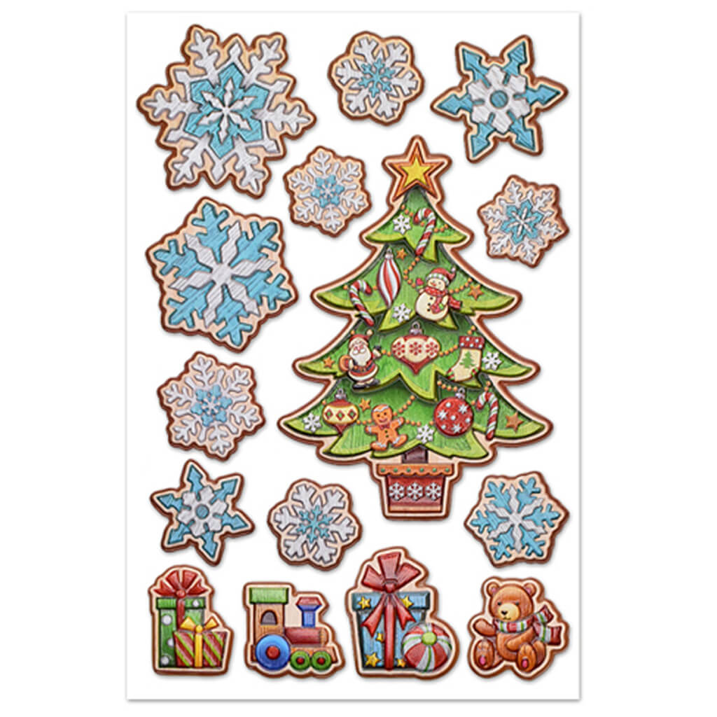 Holiday Country Christmas Christmas Tree Puffy Stickers