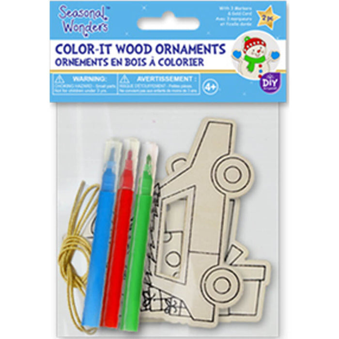 Diy Color-It Wood Ornaments Cars & Gifts