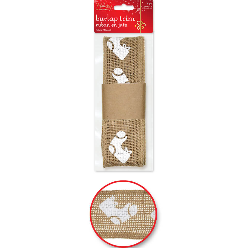Natural Burlap Trim 6cm x 1.5m Santa Socks