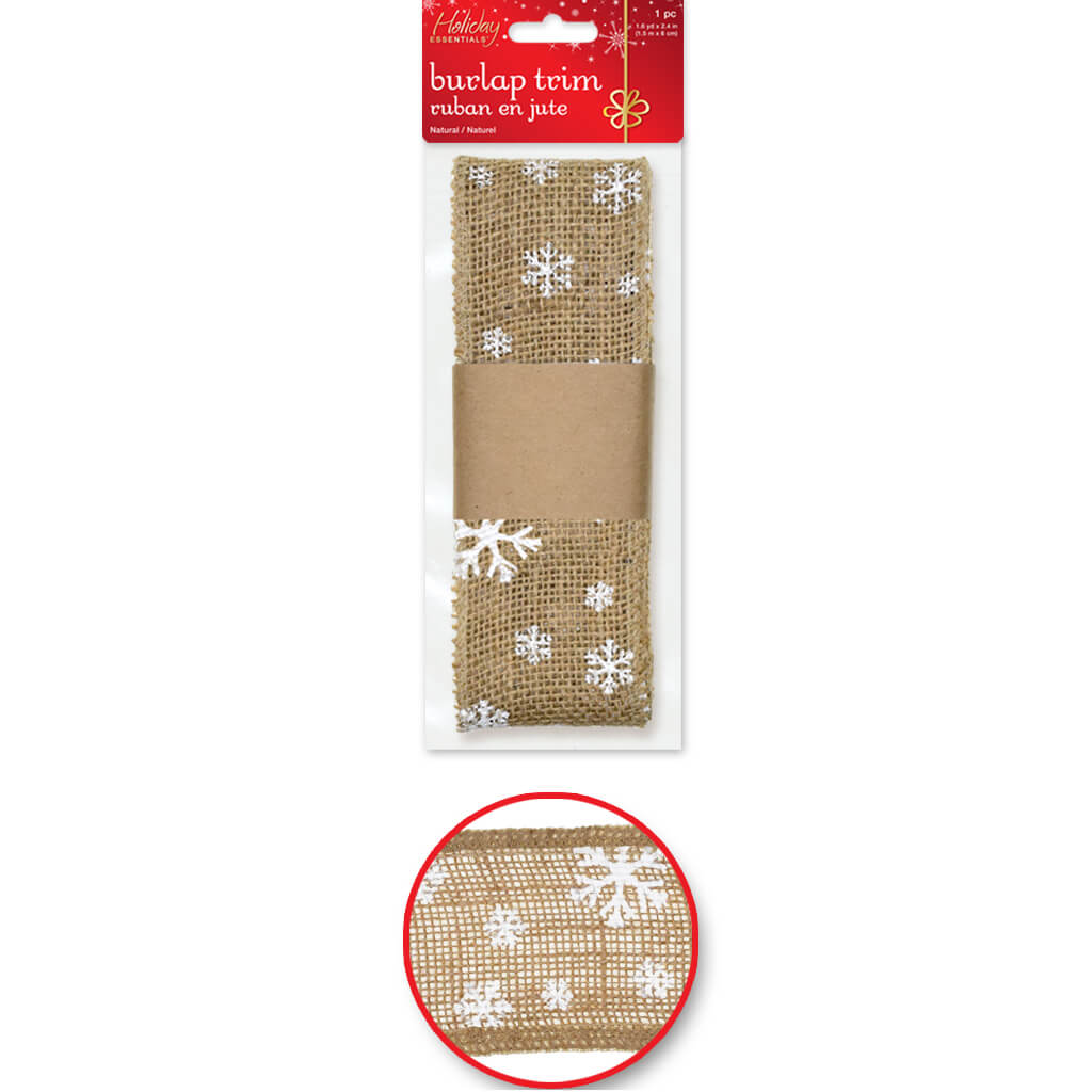 Natural Burlap Trim 6cm x 1.5m Snow