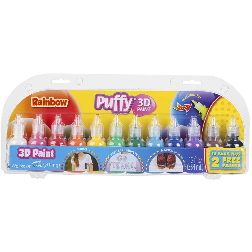 Tulip Puffy 3D Paint Rainbow Color-1oz, 12pk