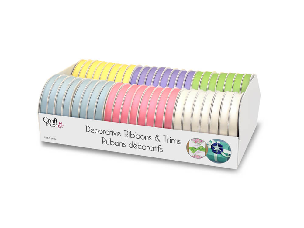 Craft Decor Ribbons &amp; Trims: Poly-Satin, Pink, 3/8in x 5yd