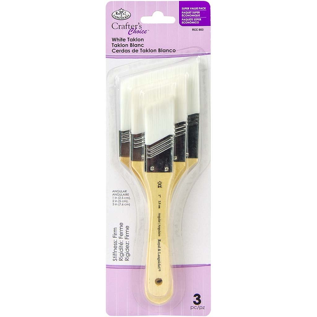 White Taklon Large Angle Brush Variety Set 3/Pkg