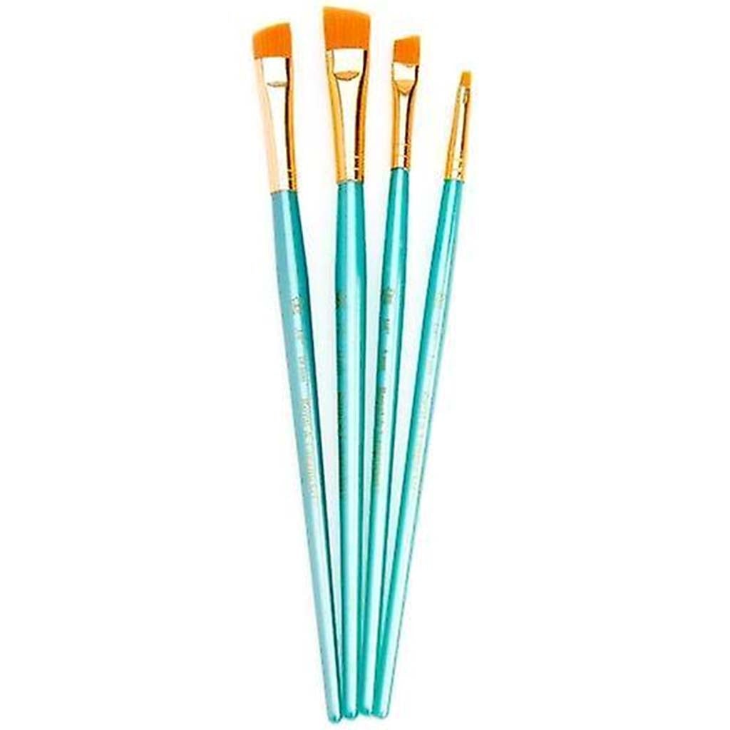 Gold Taklon Angular Paint Brush Set of 4
