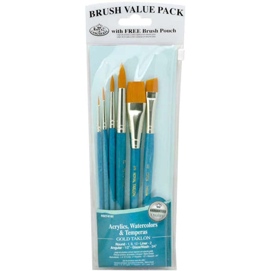 Brush Gold Taklon Set 6pc