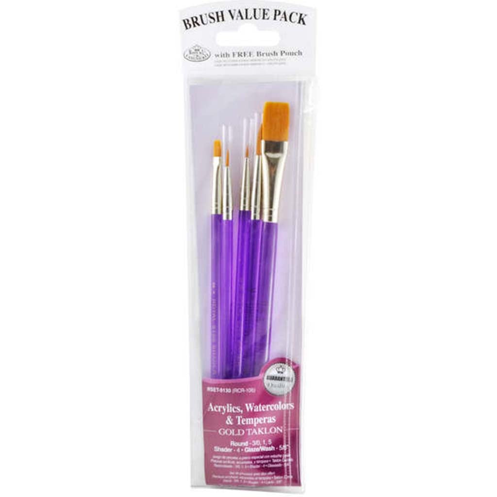 Golden Taklon Set of 5 Brush