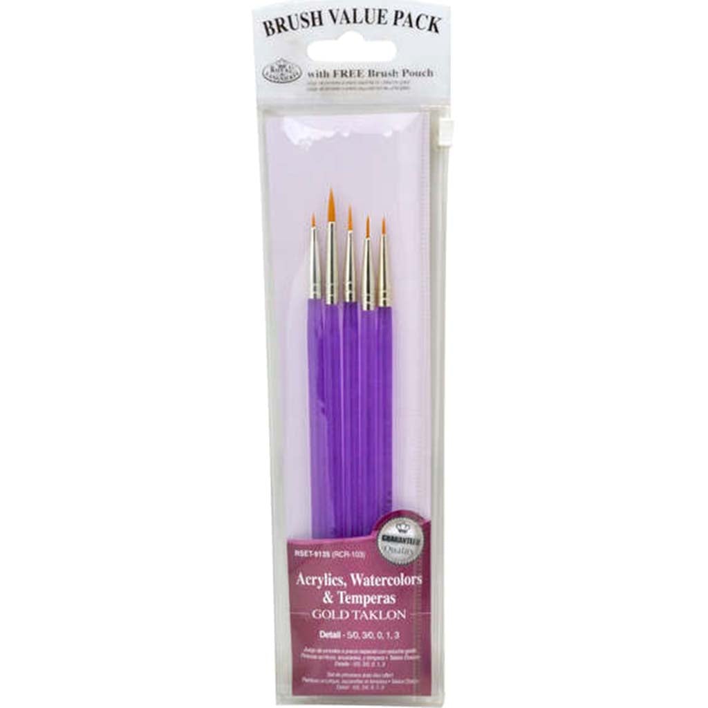 Gold Taklon Detail Value Pack Brush Set of 5