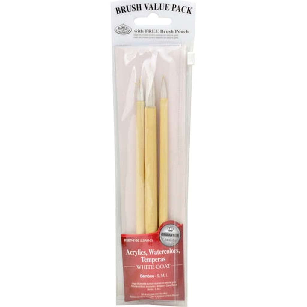 Bamboo Camel Set of 3 Brush, White Camel