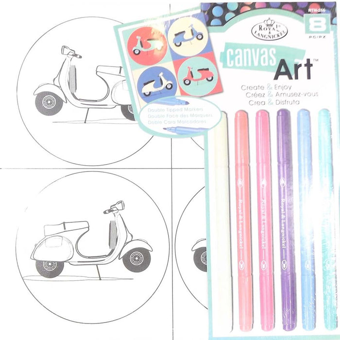 Canvas Art 25 x 25 with 6 Duo Tip Markers Motorcycle