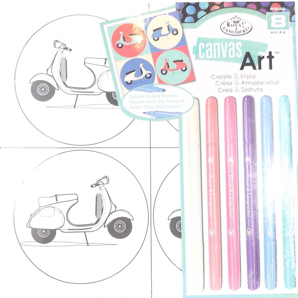 Canvas Art 25 x 25 with 6 Duo Tip Markers Motorcycle