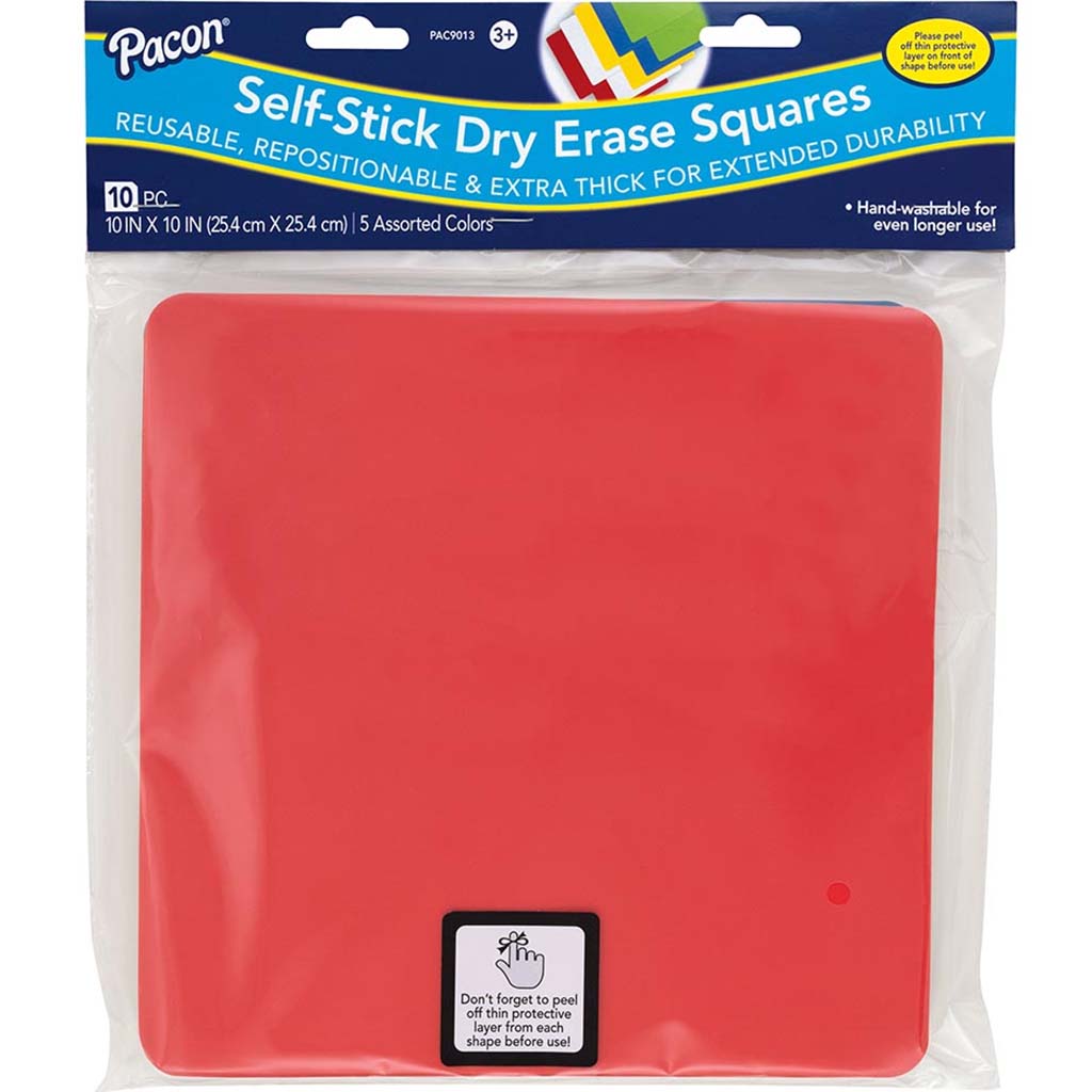 Self Stick Dry Erase Square Shapes 5Clear 10ct 10in