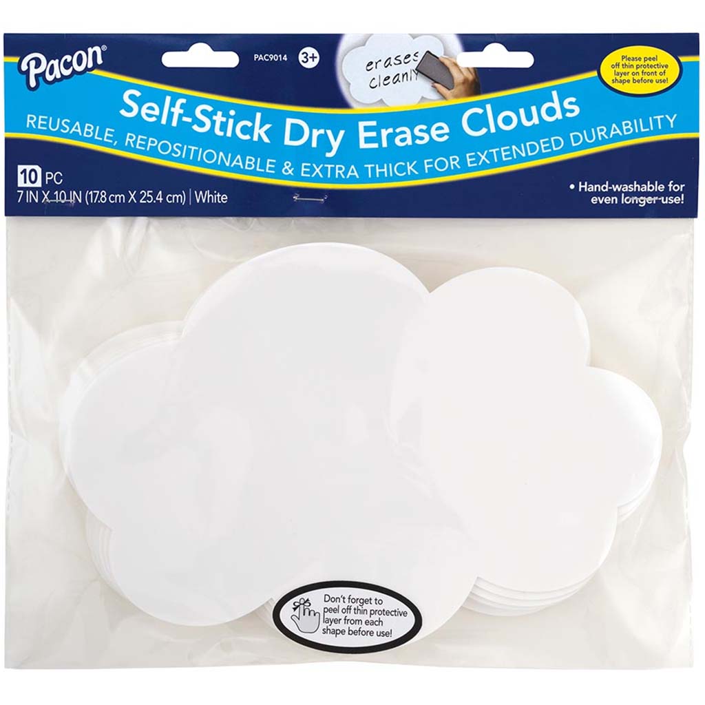 Self Stick Dry Erase Cloud Shapes White 10ct 10in