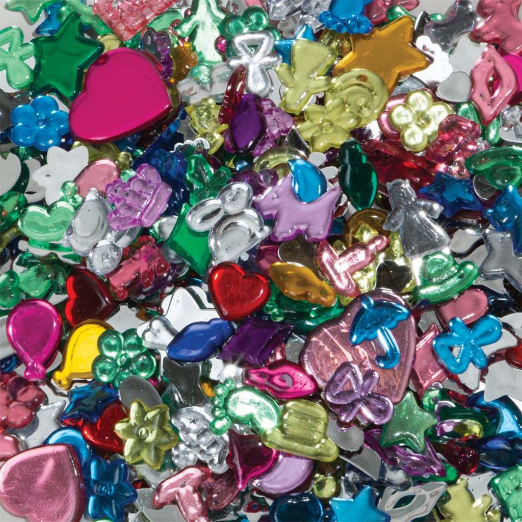 Acrylic Fun Gems Assorted Shapes, Colors and Size 0.5lb