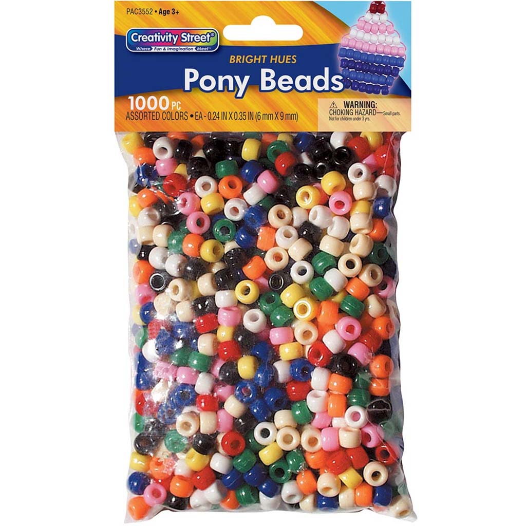 Pony Beads 6mm x 9mm Bright Hues 1000ct