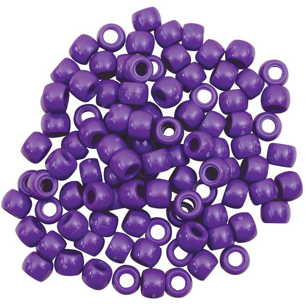Pony Beads 6mm x 9mm Purple 1000ct