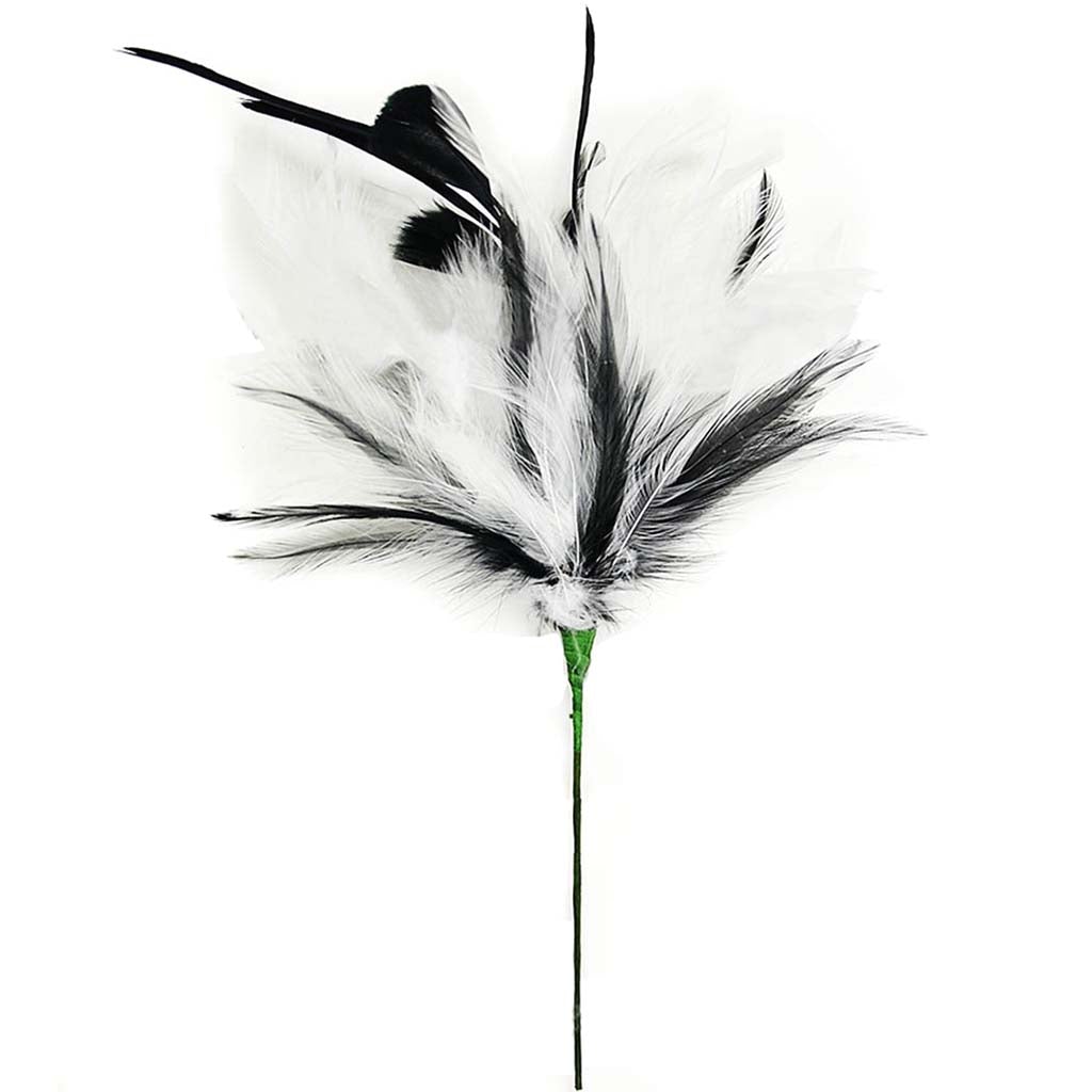 Feather Floral Stem 14in Black/White