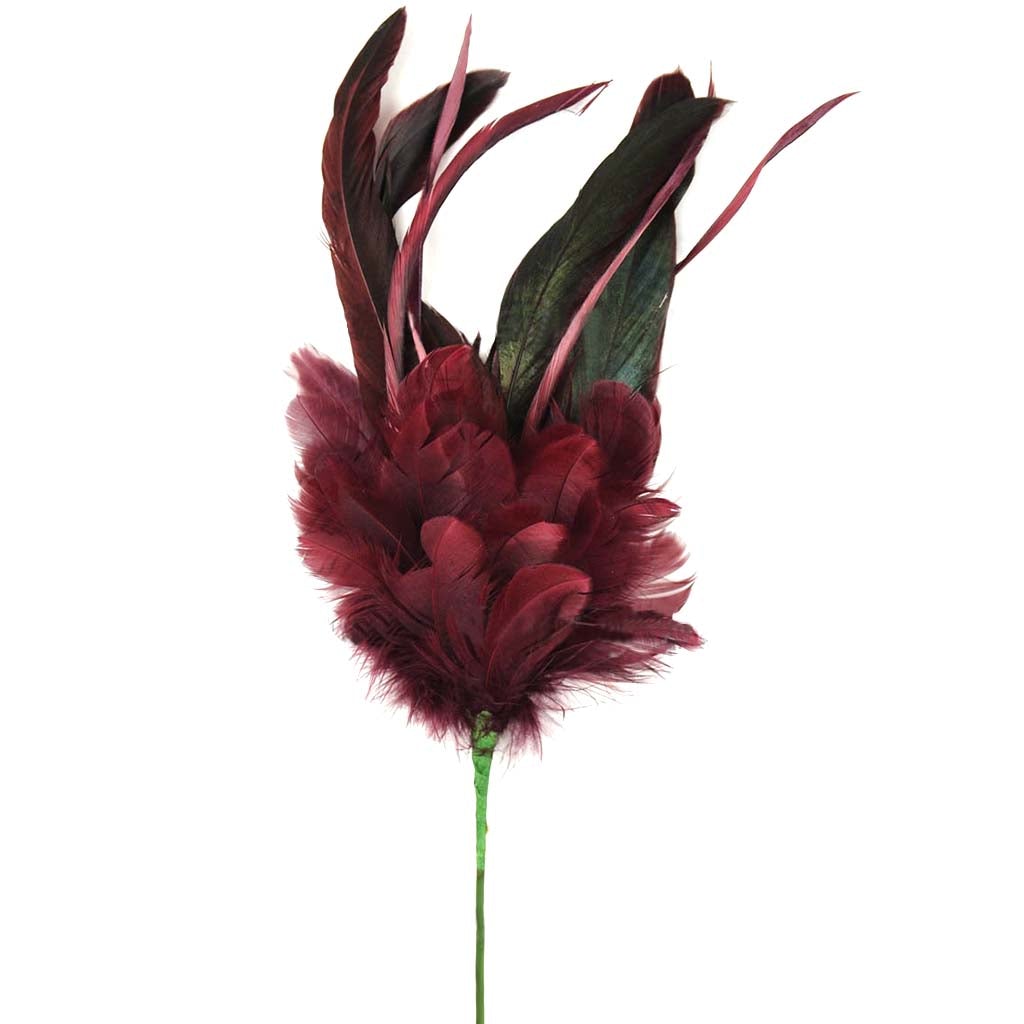 Feather Floral Stem Merlot, 14in