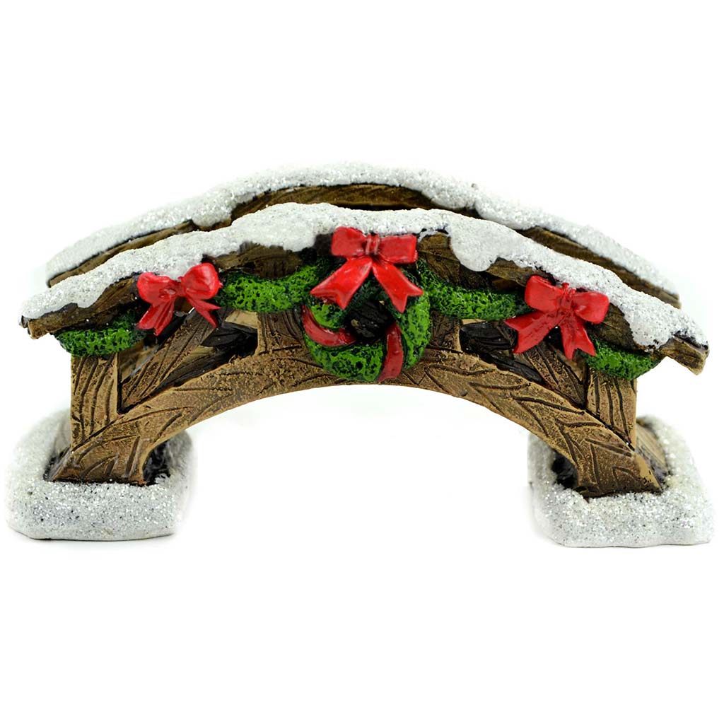 Christmas Bridge with Snow &amp; Wreath 6in