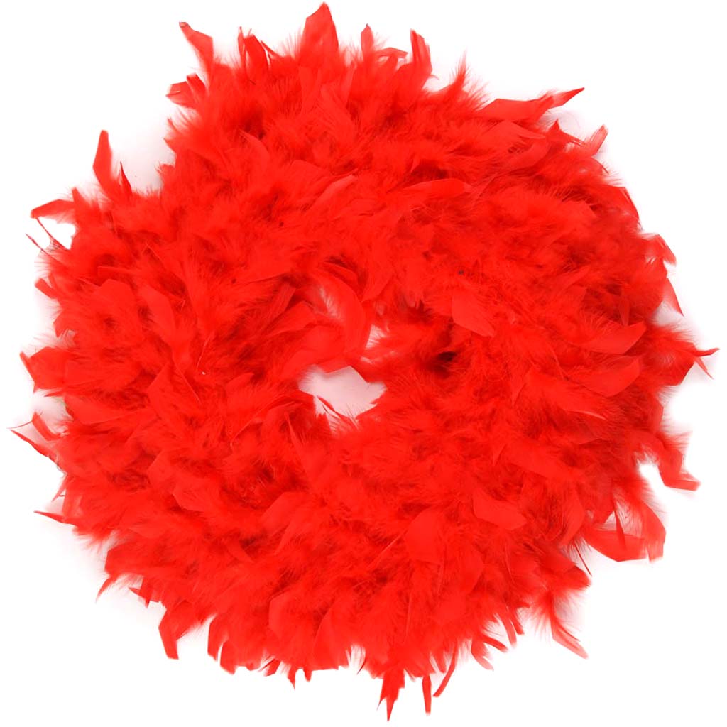 Chandelle Feather Wreath Red 15in