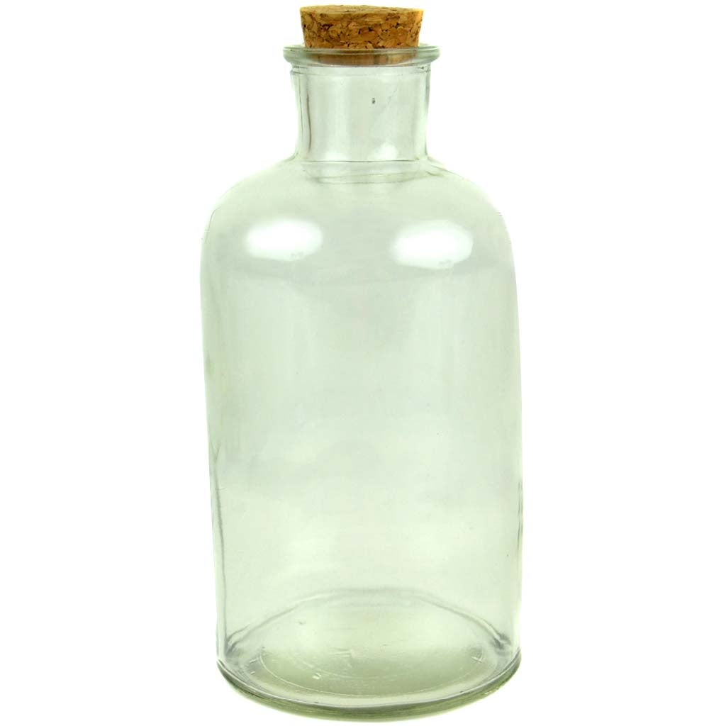 Glass Bottle with Cork Stopper 7in