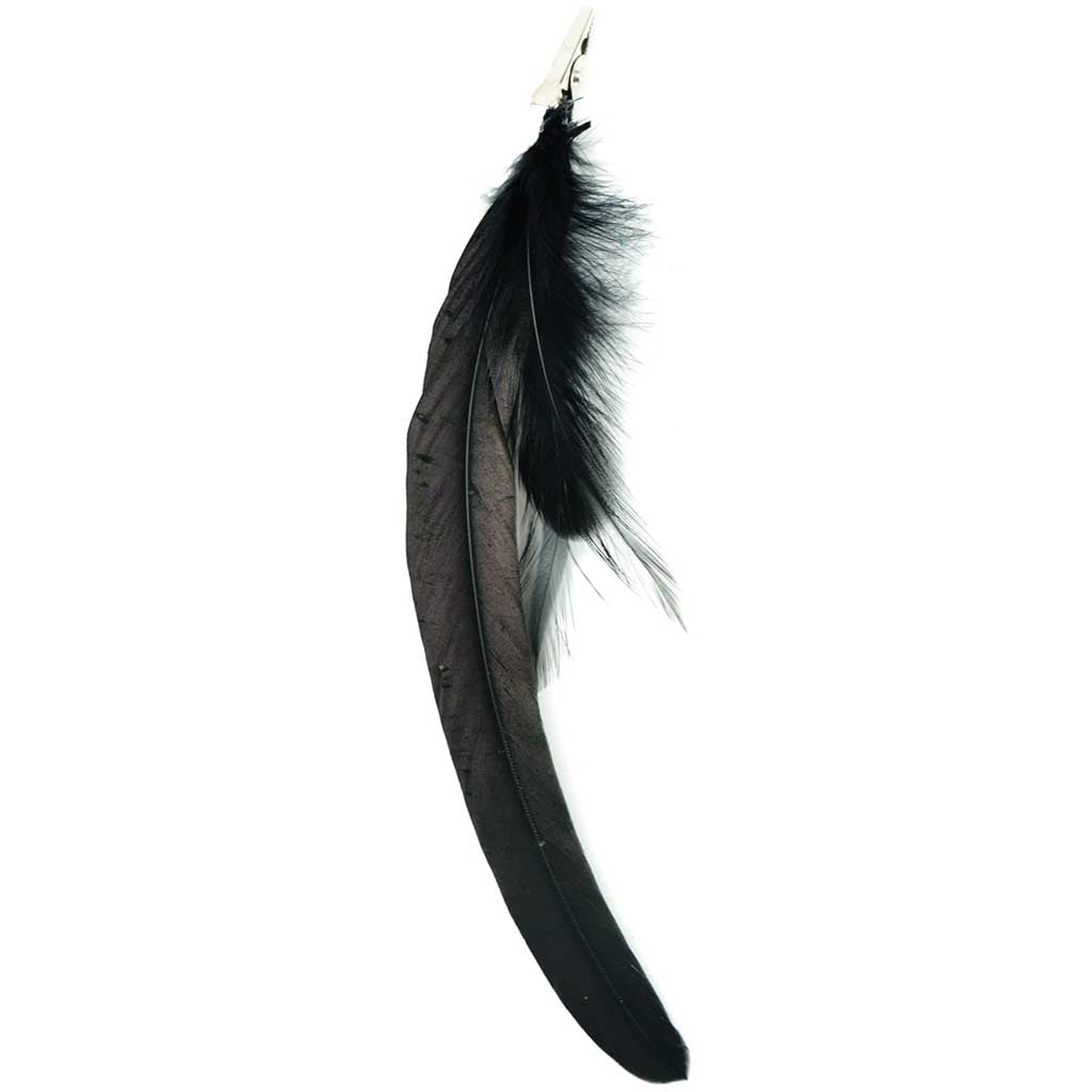 Feather Hair Extension Black White Chinchilla