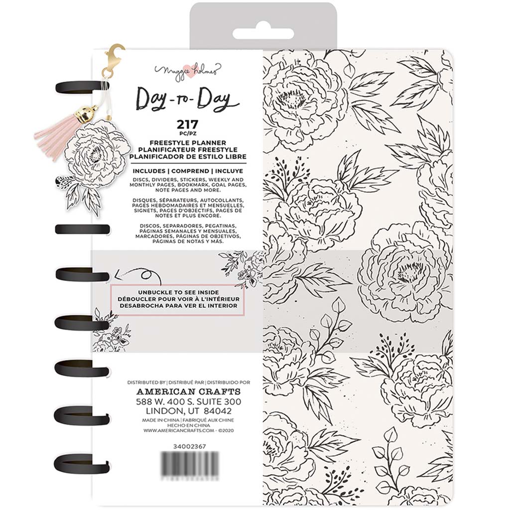 Disc Planner Black and White Floral