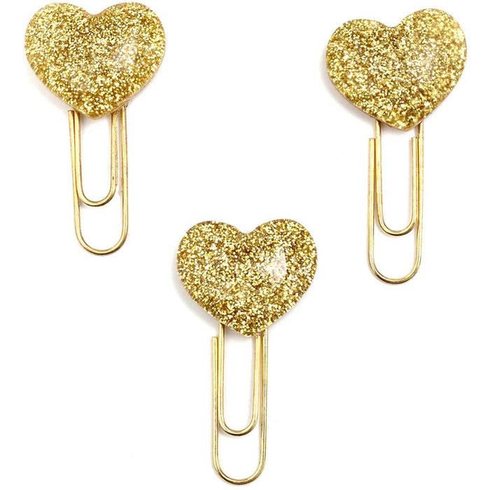 Crate Paper Gold Heart-Shaped Paper Clips 5 Pack for Planners