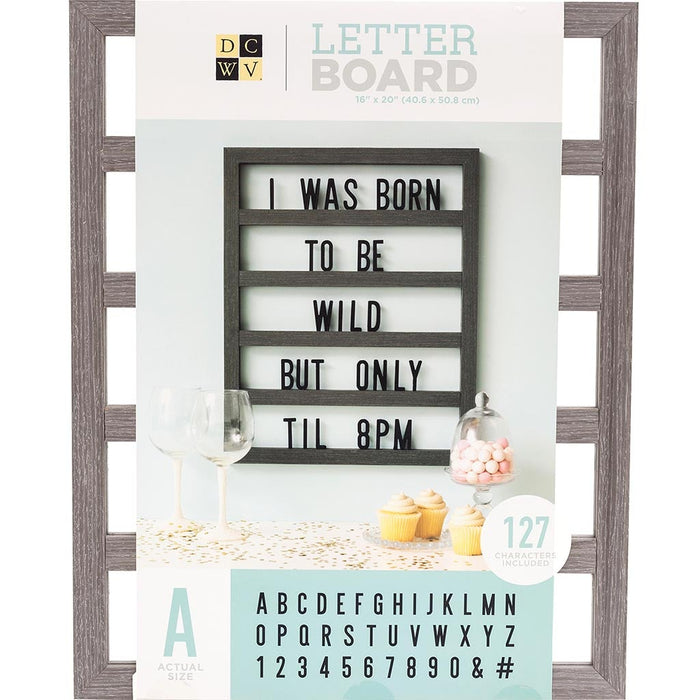 DCWV Oak Grey Backless Letterboard 16in x 20in with 127 Characters