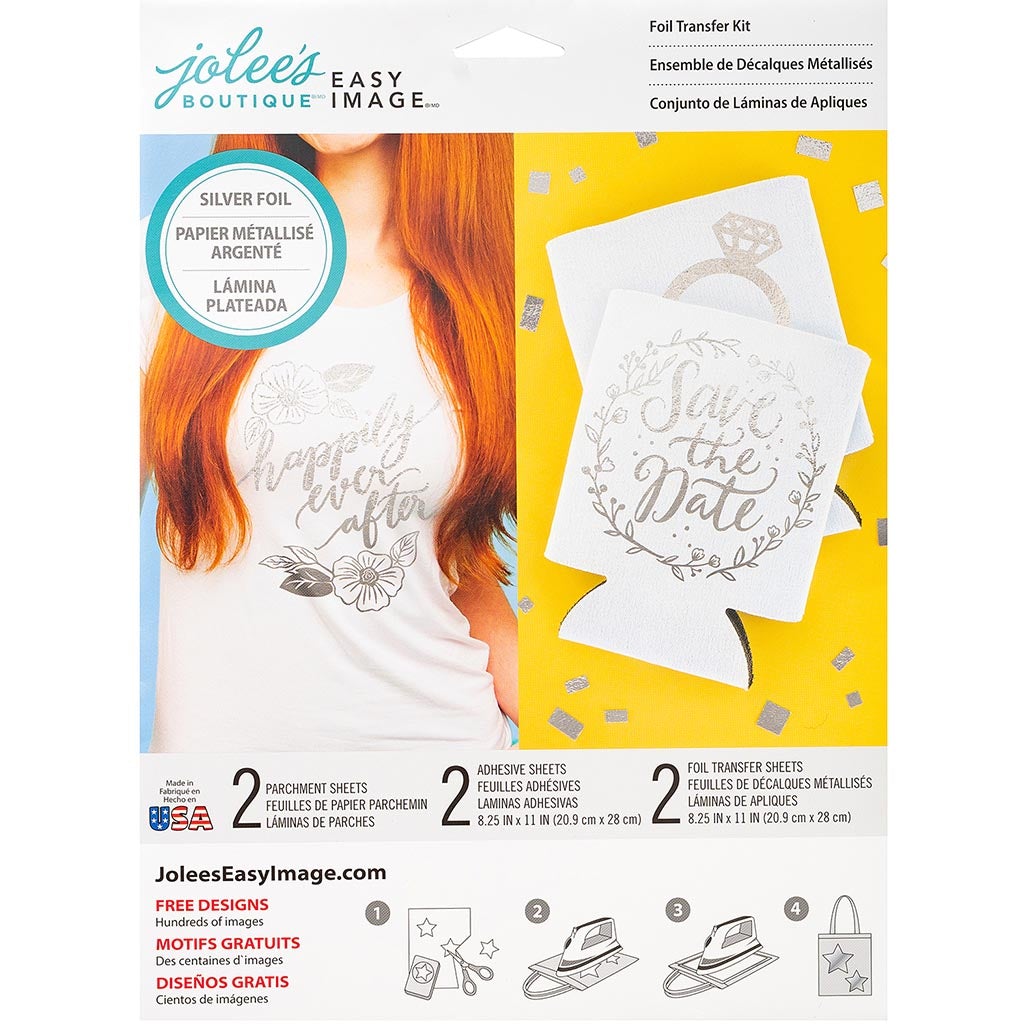 Iron On Silver Foil Sheet Kit, 5 Sheet