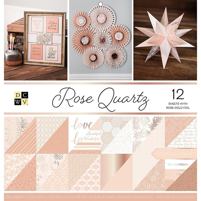 DCWV Double-Sided 12in x12in Cardstock Stack- Quartz Rose Gold