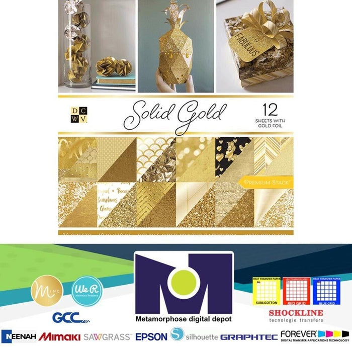 DCWV Double-Sided 12in x12in Cardstock Stack - Solid Gold