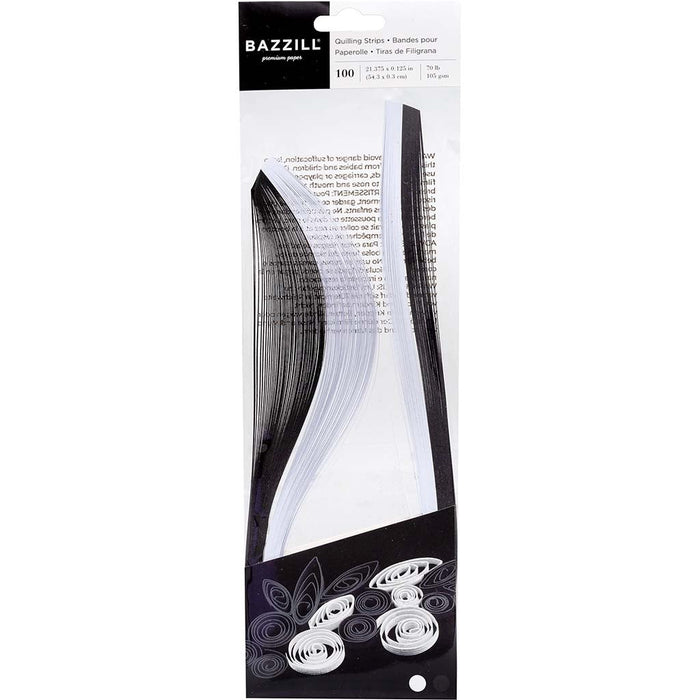 Bazzill Quilling Strip Paper Black and White Pack 100 Sheets