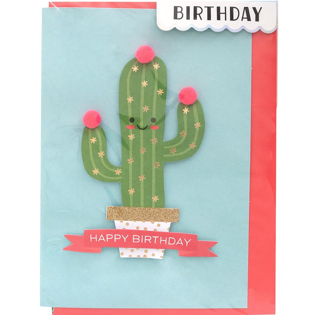 Greeting Card Birthday Cactus Card and Envelopes