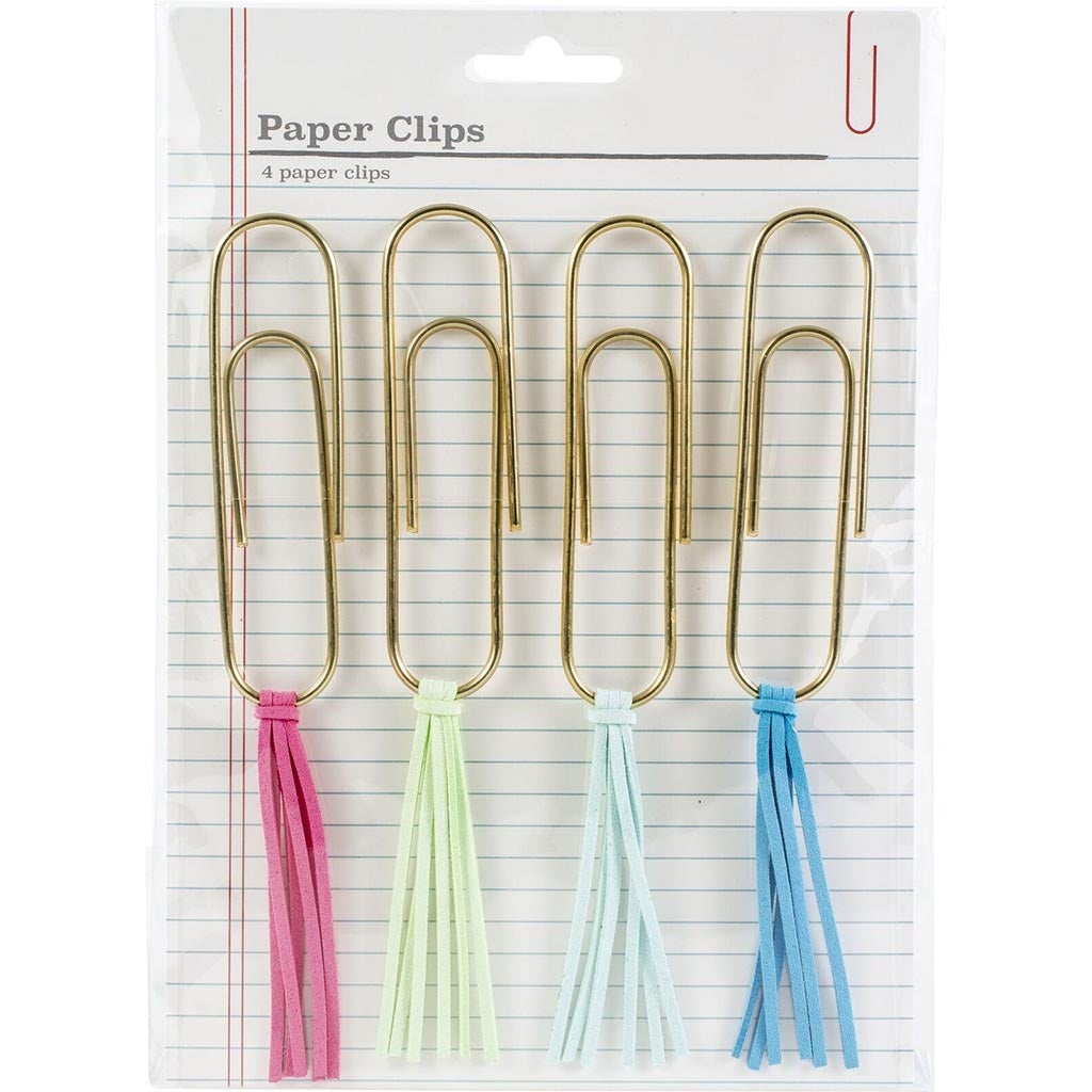Giant Paper Clips With Tassels, 4pc