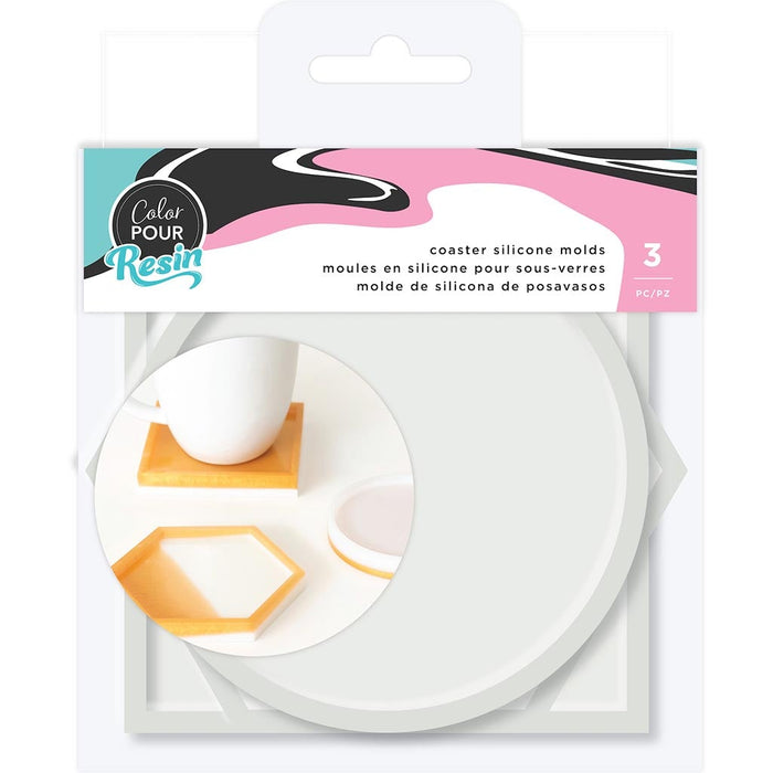 Color Pour Mold 3PC, Coaster-Circle, Square & Hexagon, One Size
