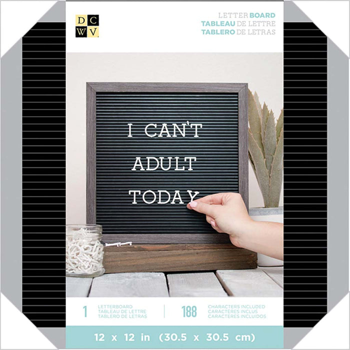 DCWV Framed Black Letterboard 12in x 12in, 188pcs