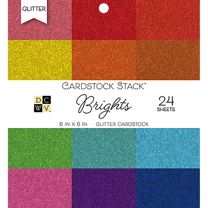 DCWV Cardstock Stack Glitter Brights, 6in x 6in
