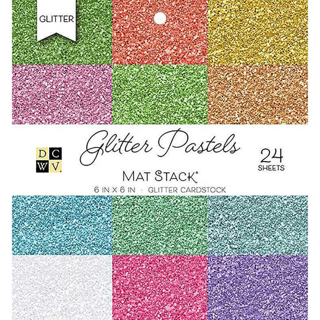 Cardstock Stack Glitter Pastels, 6in x 6in