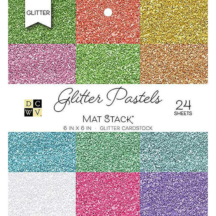 DCWV Single-Sided Cardstock Stack 6in x 6in 24/Pkg- Glitter Pastel
