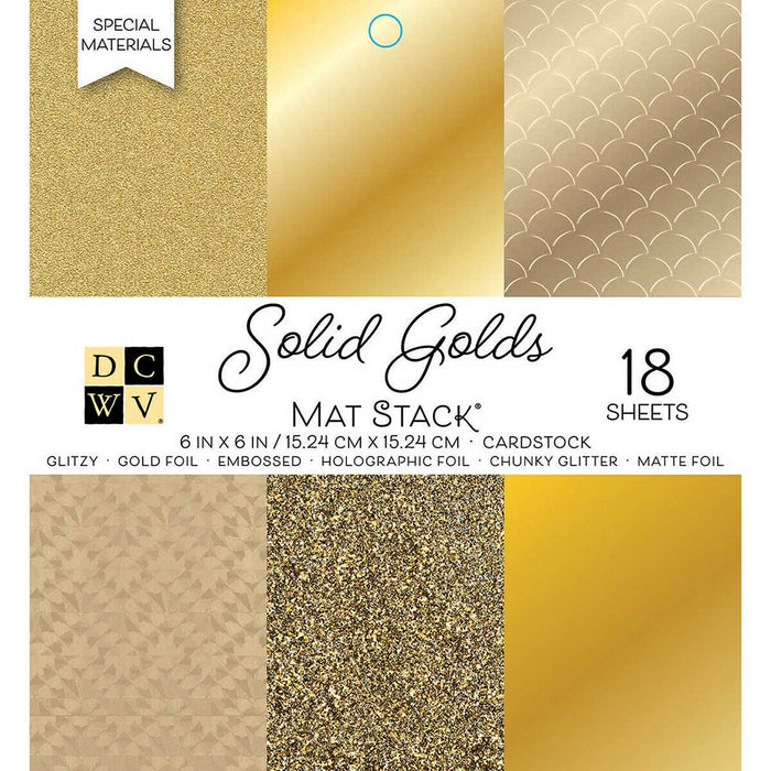 Cardstock Stack Gold Solid 6in x 6in 18 Sheets 6 Designs/3 Each