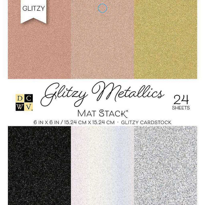 DCWV Single-Sided Cardstock Stack 6in x 6in 24/Pkg- Glitzy Metallics